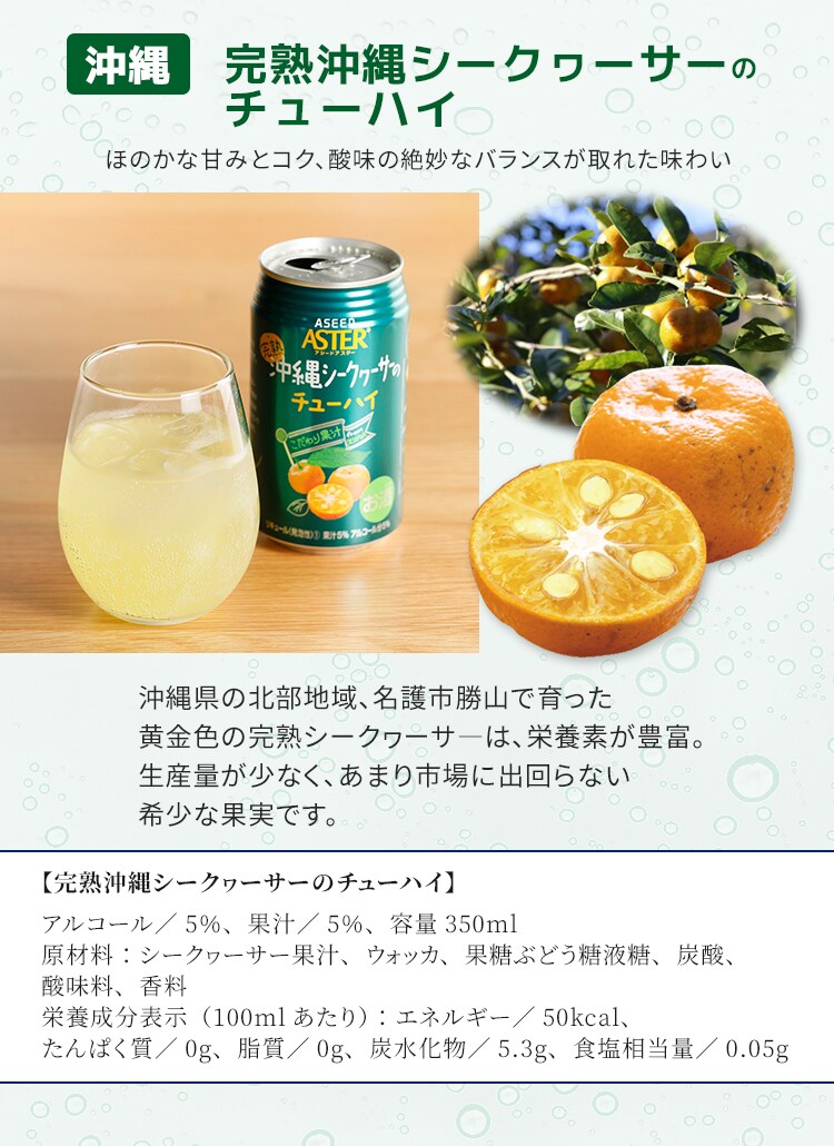 【48本】アスター 完熟沖縄シークヮーサーのチューハイ(48×350ml)10