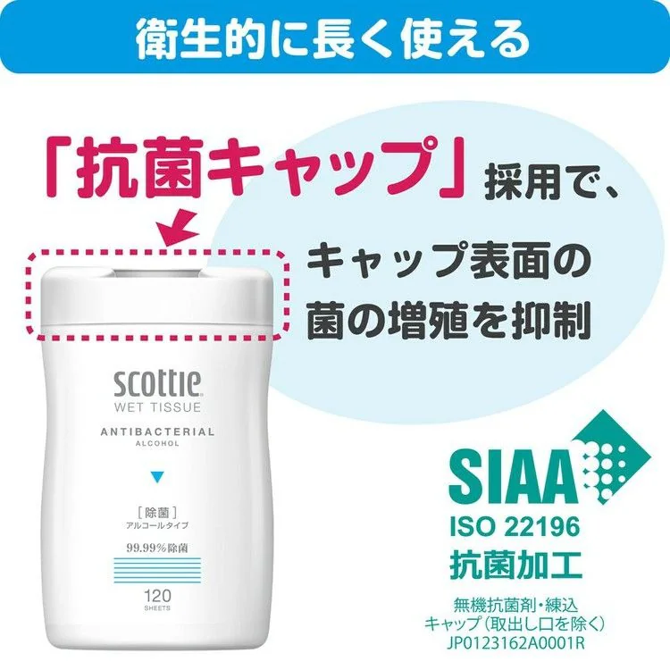 スコッティ ウェットティッシュ 除菌 アルコール つめかえ用 120枚 77017 2
