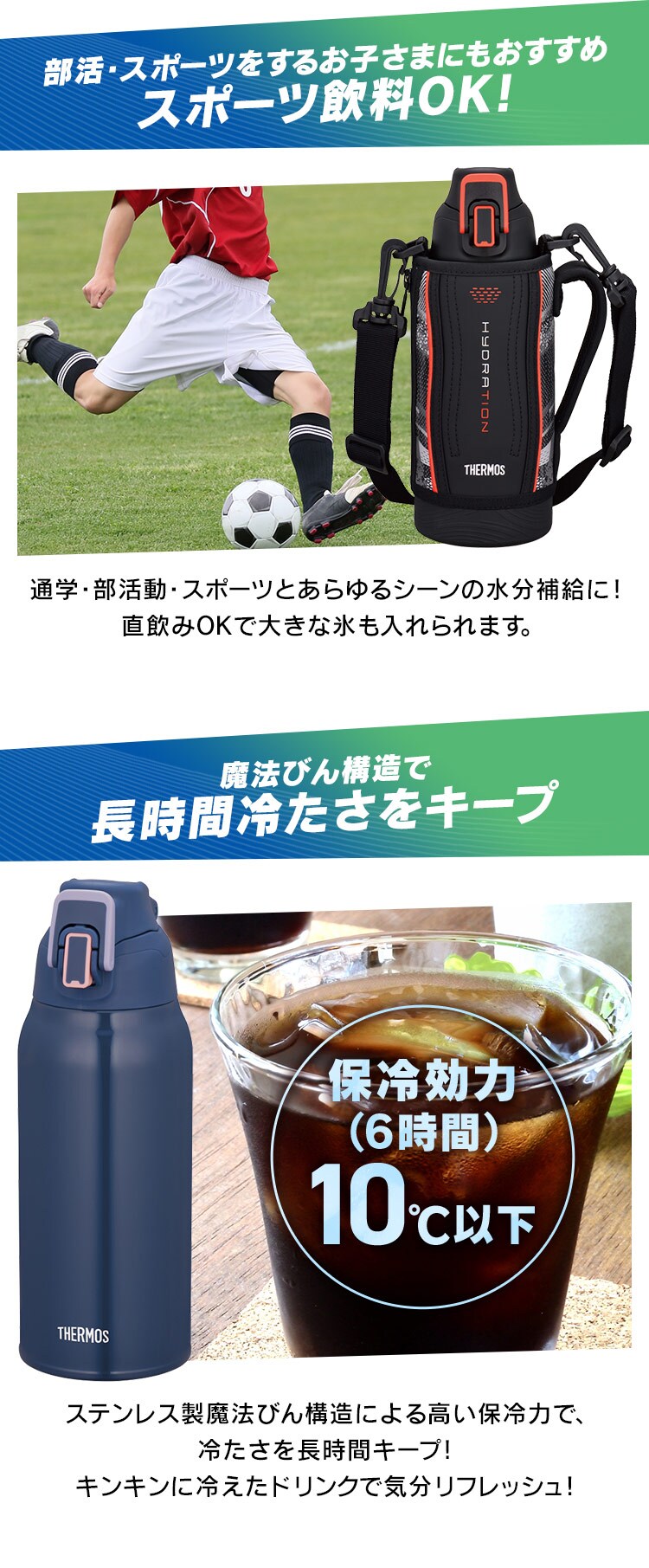 サーモス サーモス 真空断熱スポーツボトル 0.8L FHT-802F BKV 全3色【プラザセレクト】2