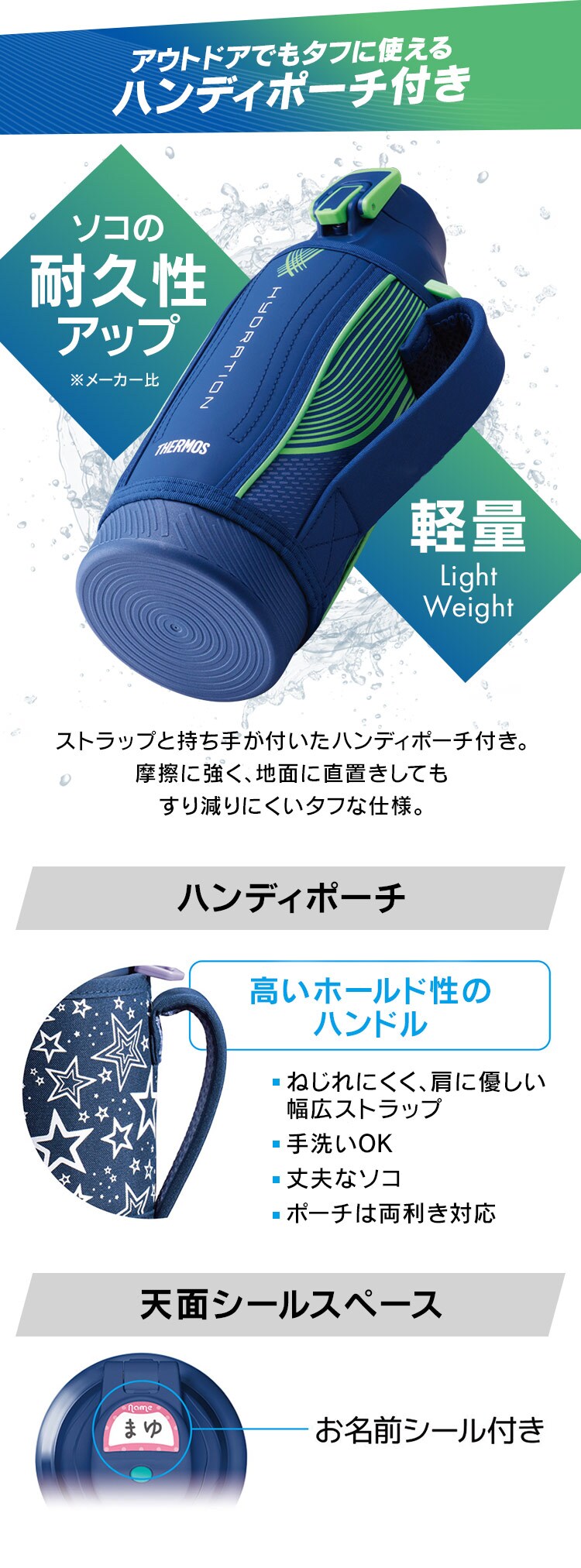 サーモス サーモス 真空断熱スポーツボトル 0.8L FHT-802F BKV 全3色【プラザセレクト】3