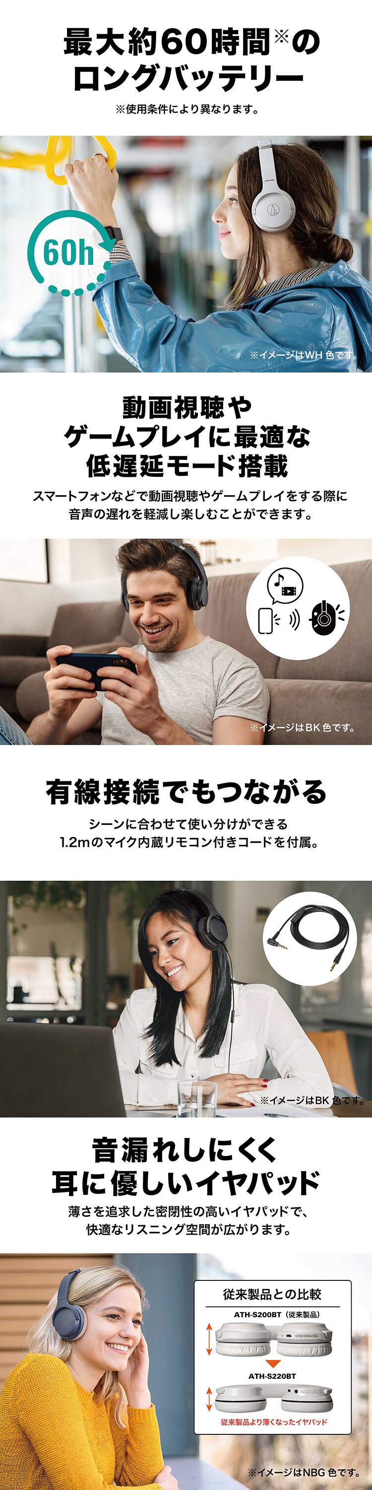 ヘッドホン ワイヤレス 連続使用60h ATH-S220BT-NBG ネイビーベージュ 1