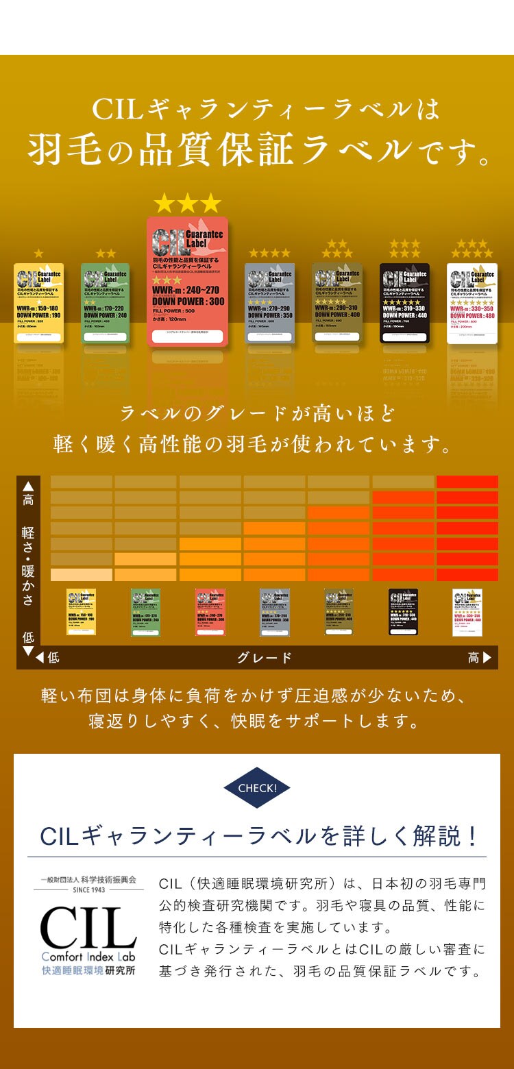 羽毛布団 シングルロング WDD85% 300dp 1.0kg ベージュ5