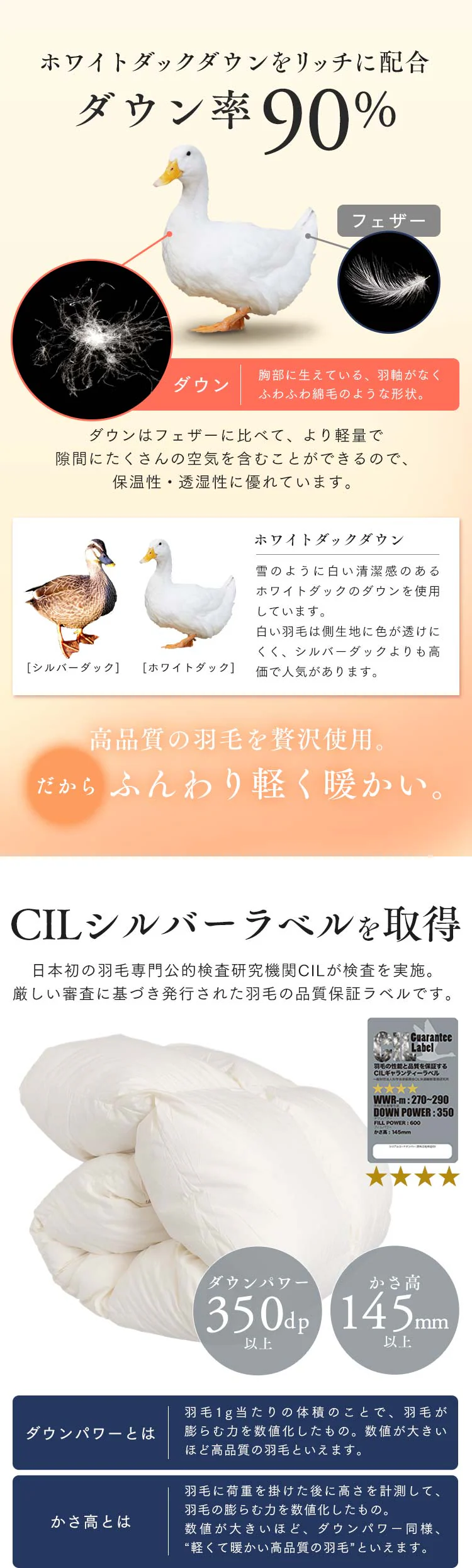 羽毛布団 セミダブルロング 国産 WDD90% 350dp 1.2kg ペイズリーピンク4