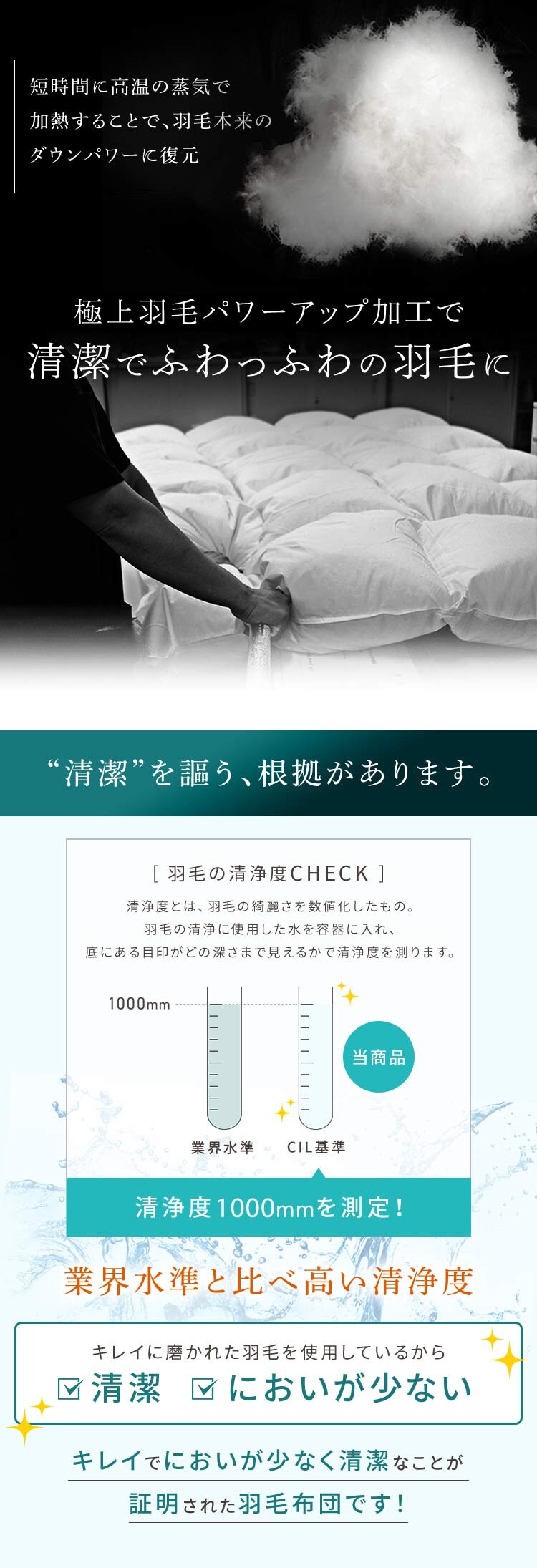 羽毛布団 シングル ハンガリー産 GGD93% 400dp 1.0kg ベージュ 【直送】 【代引き不可】11