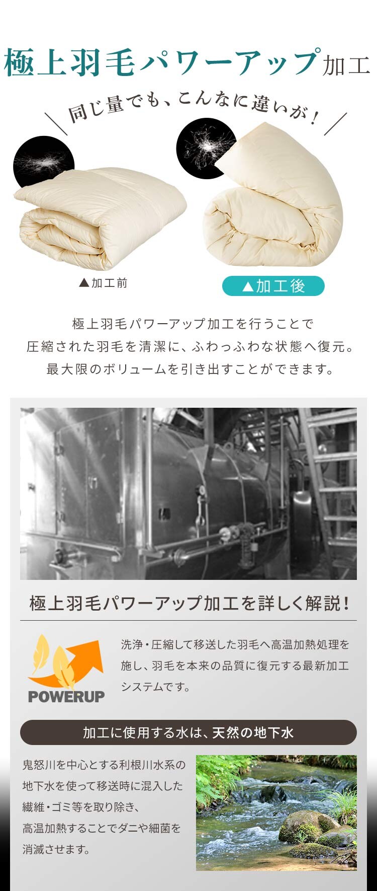羽毛布団 ハンガリー産 GGD95% 440dp 1.6kg ダブル ベージュ 【直送】 【代引き不可】10