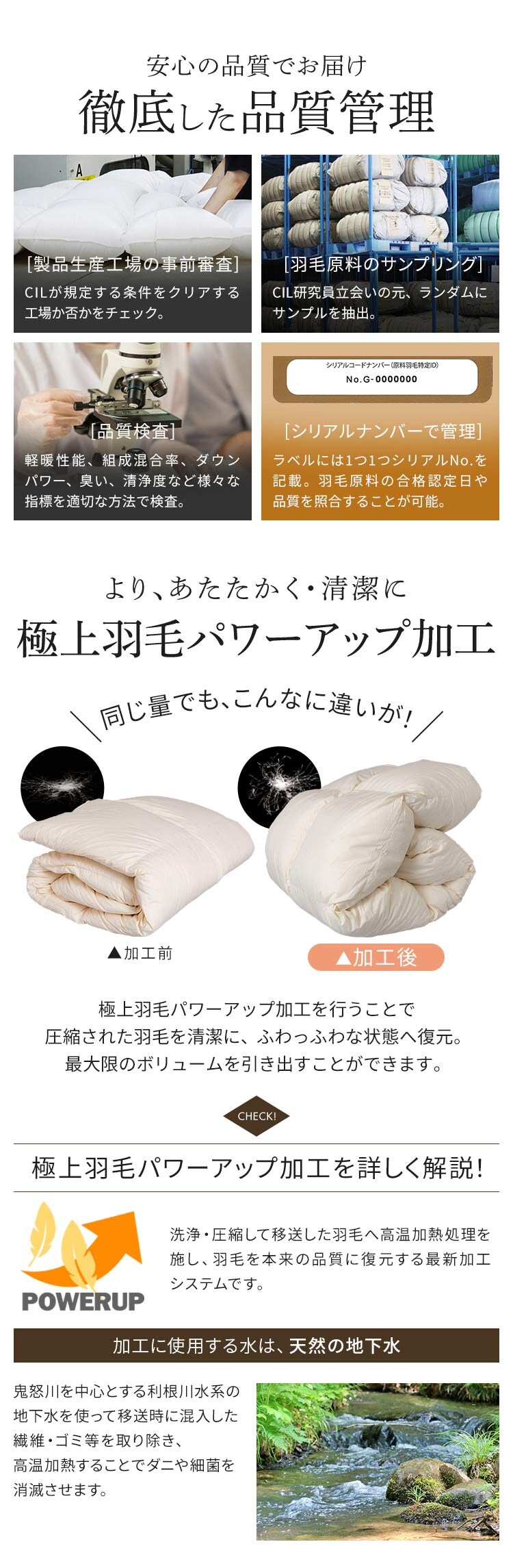 羽毛布団 2枚合わせ WDD50%・85% 0.5kg/1.1kg ダブルロング ベージュ 【直送】 【代引き不可】6