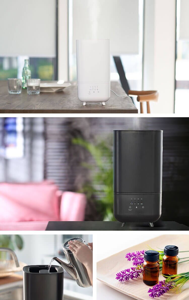 加湿器 ハイブリット式 木造24畳 / 洋室24畳 上給水 タンク容量4L Hanx-Home HA-H07B ブラック1