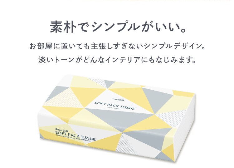 【5パック】 ティッシュ ソフトパック 300枚 (150組) 5パック 1