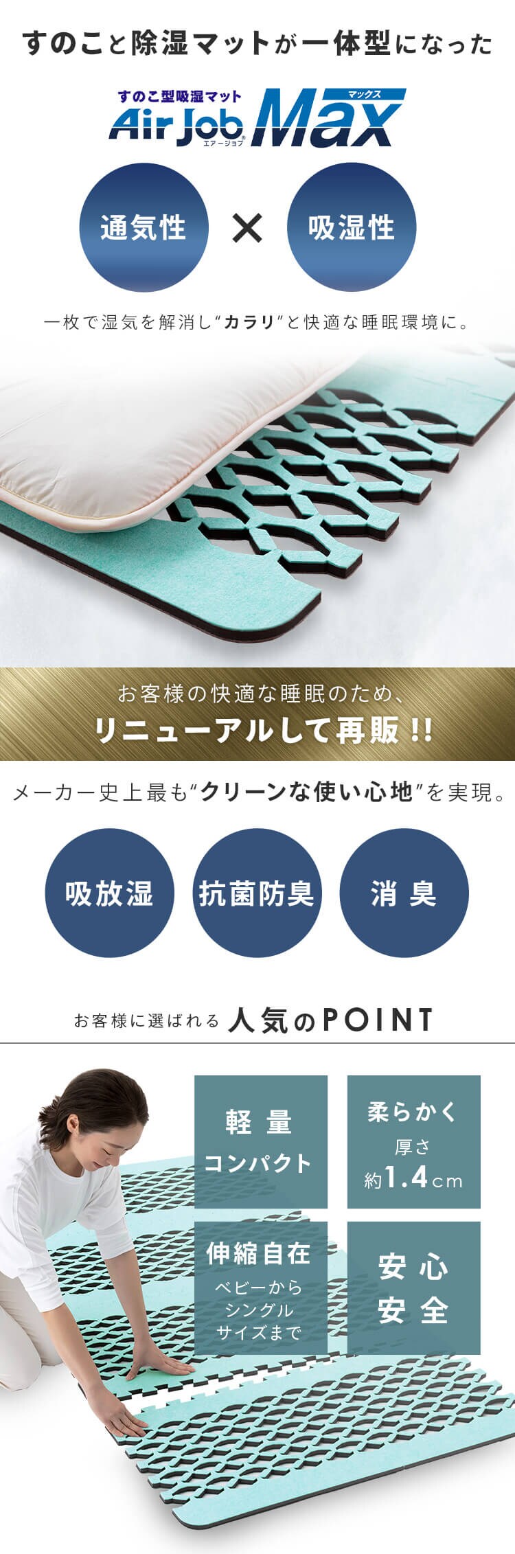 Air Job Max 吸湿マット すのこ型 アレルキャッチャータイプ シングル 1