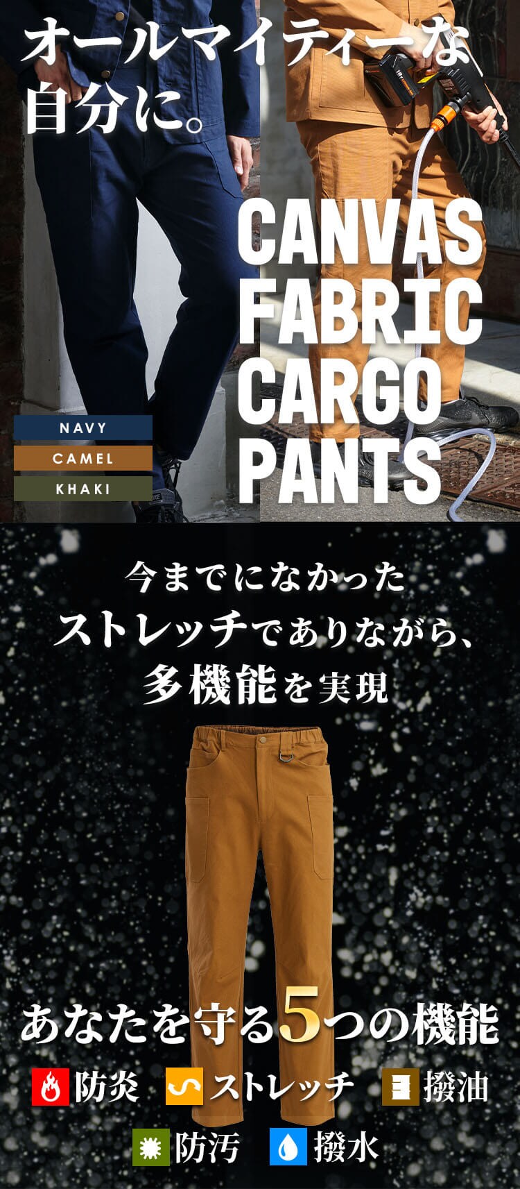 作業着 多機能ポケットカーゴパンツ 2246004 Sサイズ キャメル0