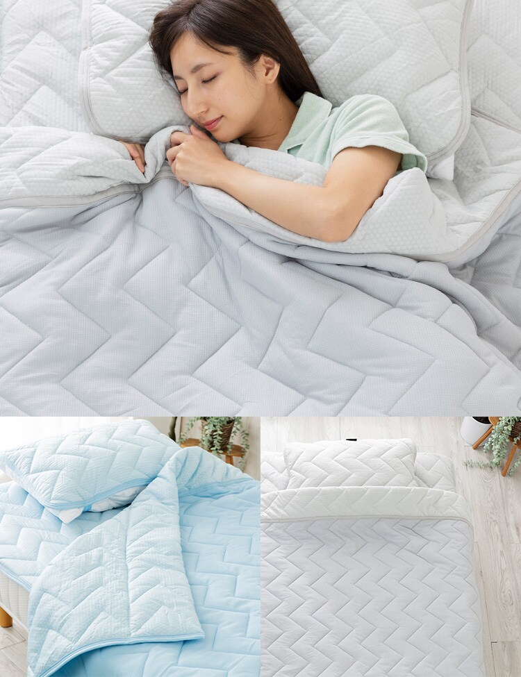 【2点目半額クーポン】タオルケット シングル キルト 夏用 接触冷感 Q-max0.6 吸湿速乾 抗菌防臭 シルバーグレー3