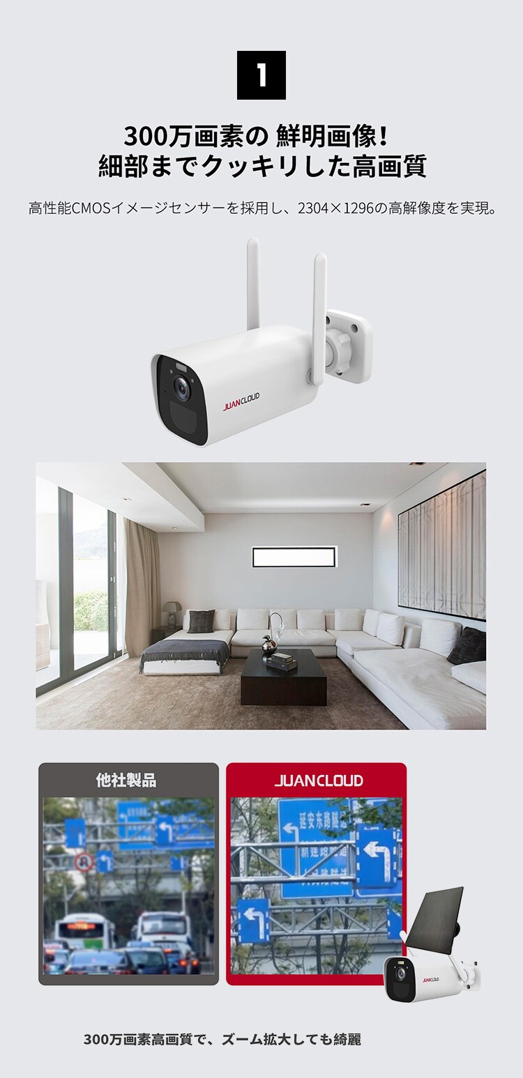 バッテリーIPカメラ+ソーラーパネルセット 白【前払い不可】【代引き不可】【同梱不可】2