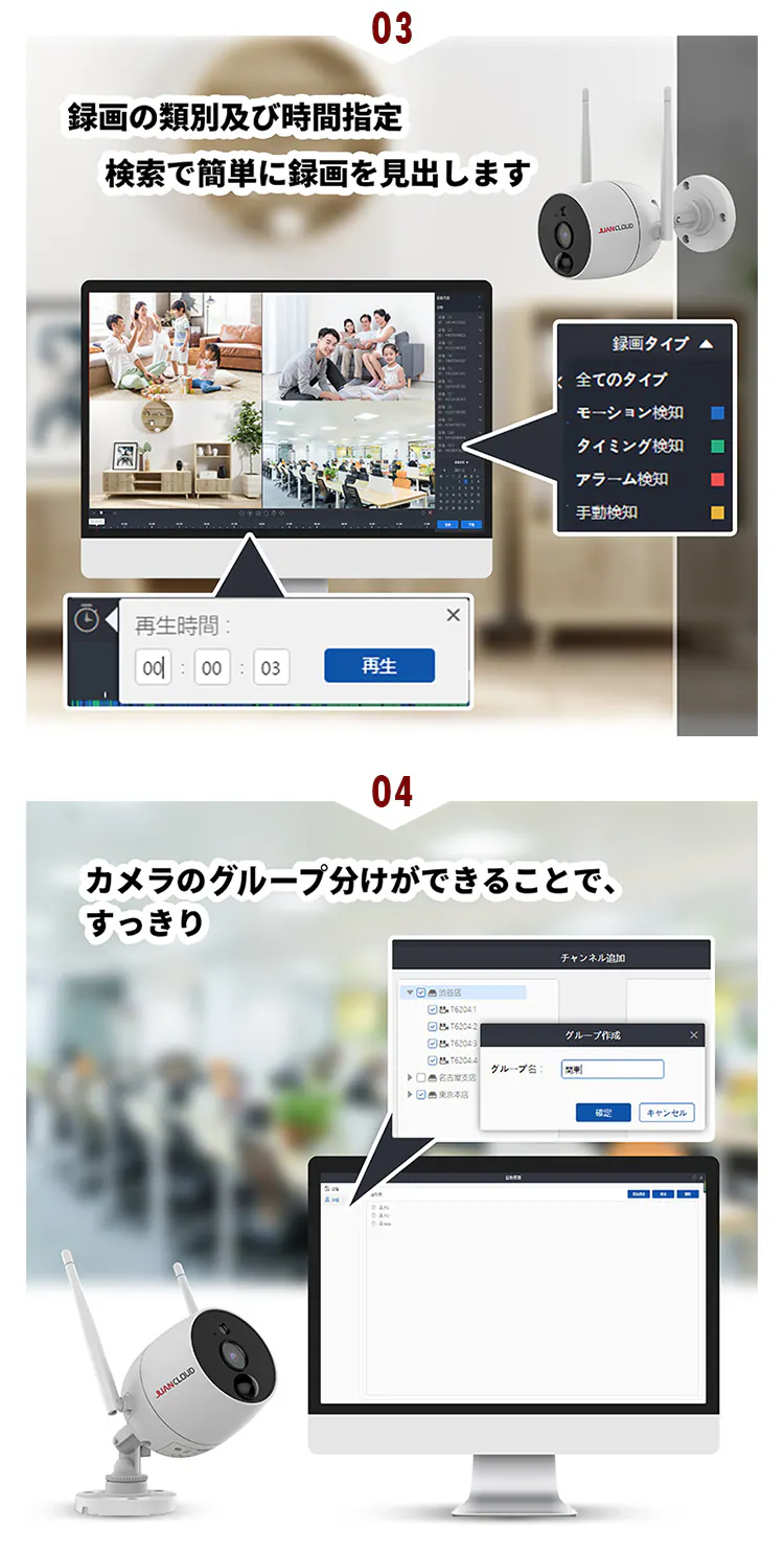 Wi-Fiネットワークカメラ10局レコーダーセット 白8