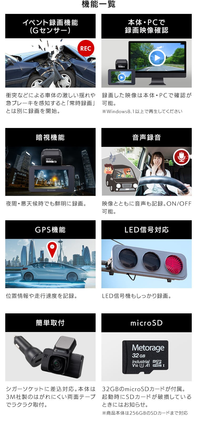 前後2カメラドライブレコーダー10