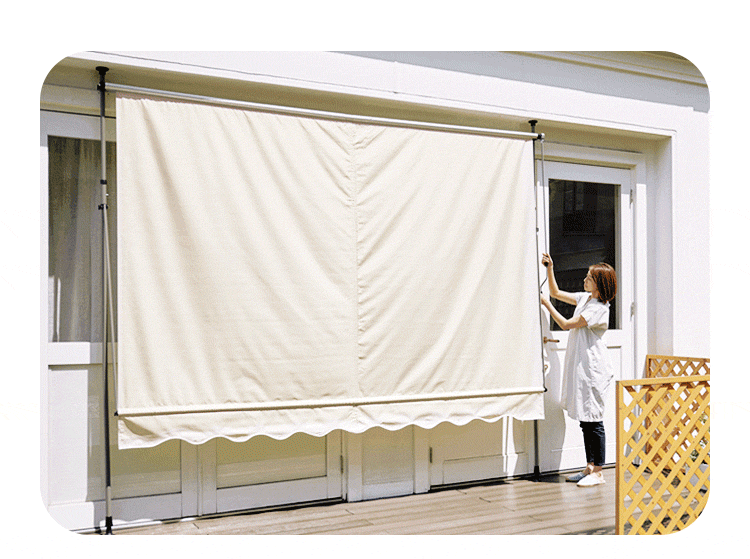 日除け 突っ張りオーニング 300×120cm ベージュ【プラザセレクト】1
