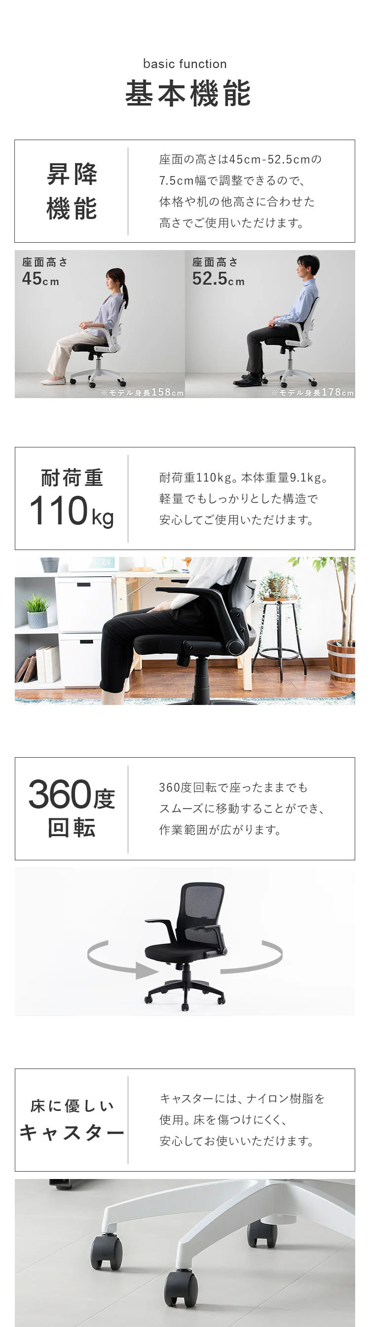 椅子 チェア オフィス 肘付き アームアップ式 OFC-MAU ホワイト 8