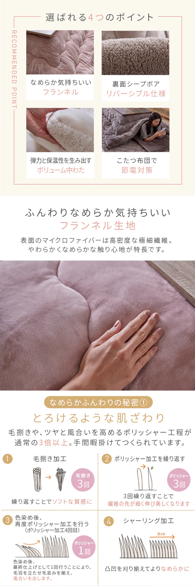 こたつ布団 長方形 190×240cm リバーシブル グレージュ 0