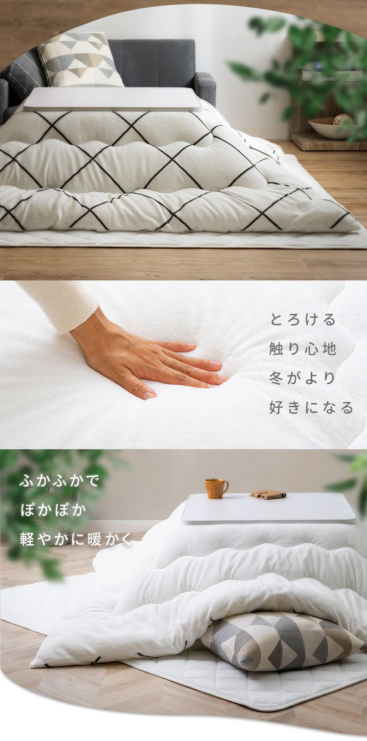 【2点】こたつ布団セット 185×185 正方形 マイクロファイバー 掛け布団洗濯可 【リバーシブル】ネイビー・ノルディック 2