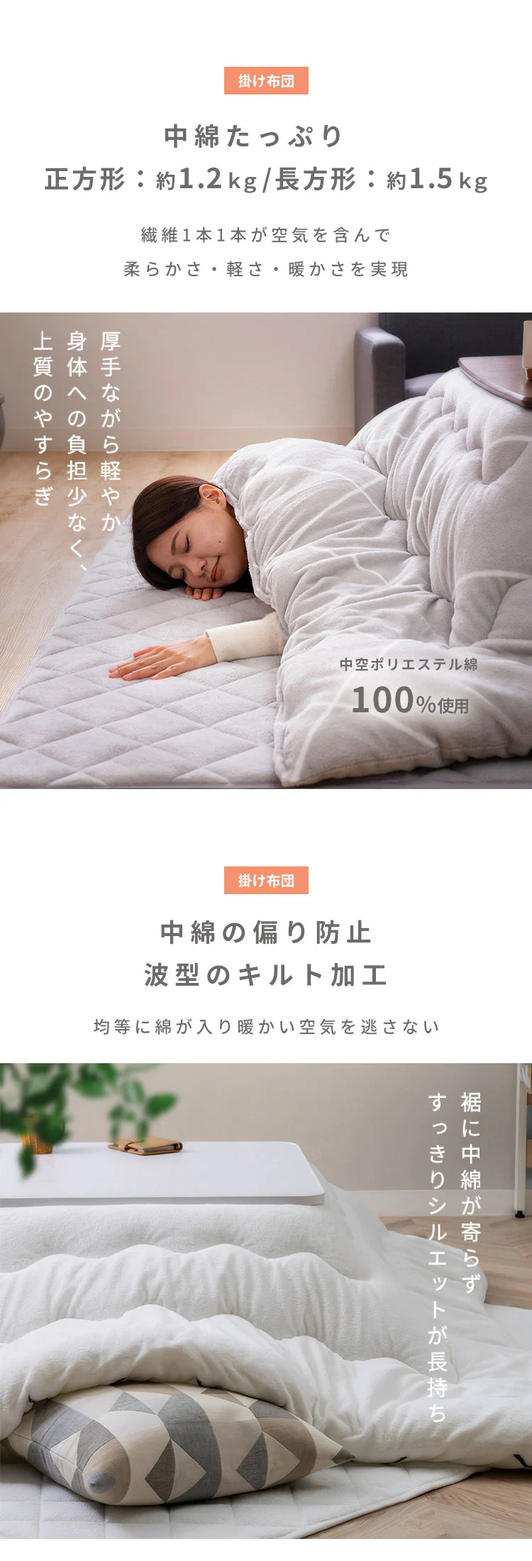 【2点】こたつ布団セット 185×185 正方形 マイクロファイバー 掛け布団洗濯可 【リバーシブル】ネイビー・ノルディック 4