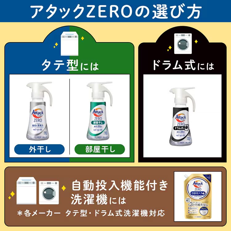 3個セット】花王 アタックZERO 部屋干し 詰替 1540g 7259583