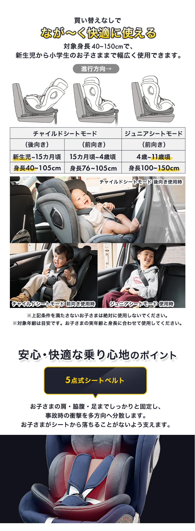 チャイルドシート ISOFIX回転式(アーム付き) 1200311092 ダークブラック5