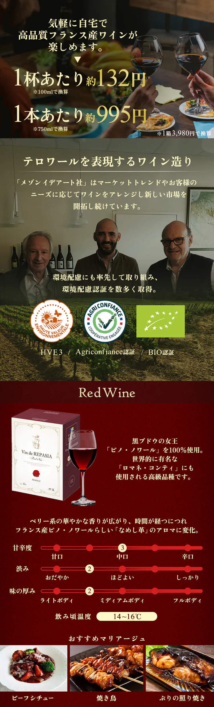 【訳あり】Vin de REPASIA Rouge フランス赤ワイン×2&白ワイン×2セット3L BIB 1