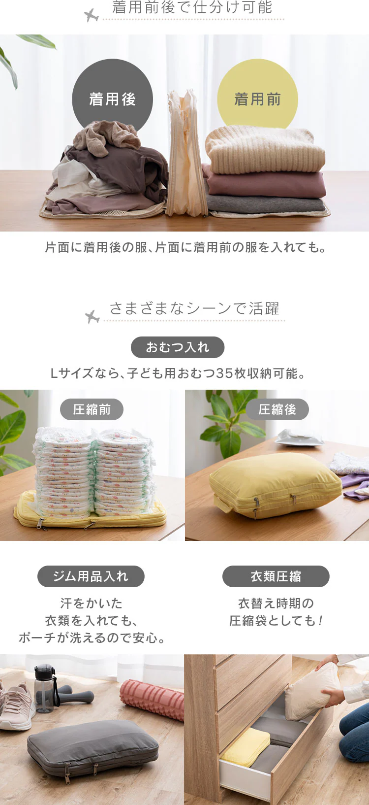 ≪2点購入で5%OFF、3点以上購入で10%OFF≫トラベルポーチ 圧縮 Sサイズ IS-ATVP-S-IV S/バニラ旅行用品 帰省4
