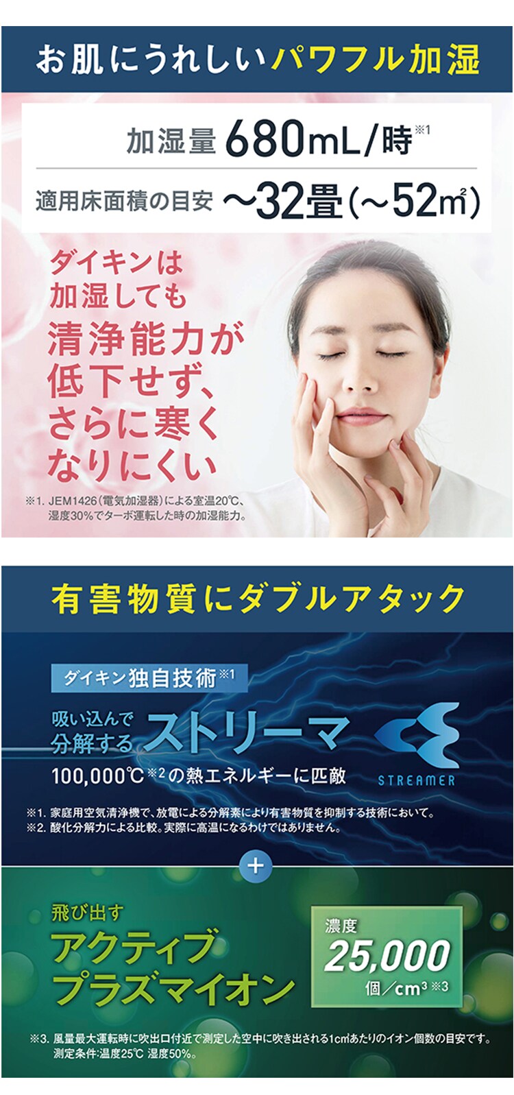 ダイキン 空気清浄機 32畳 プレミアムモデル 除加湿ストリーマ MCZ704A-T ブラウン2