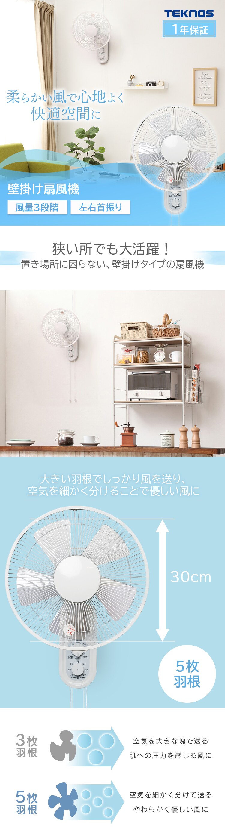 壁掛け扇風機 IR-WF33M TEKNOS0