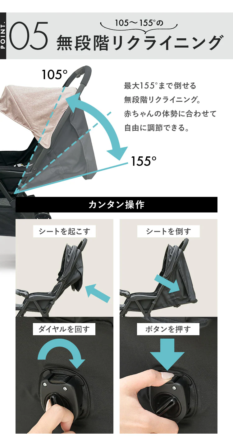 AB型 ベビーカー 1740309033 ランプブラック【プラザセレクト】5