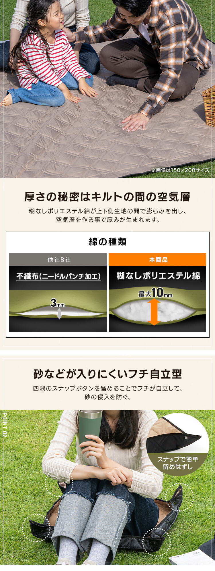 極厚レジャーシート 60×60 ベージュ【プラザセレクト】 7265449