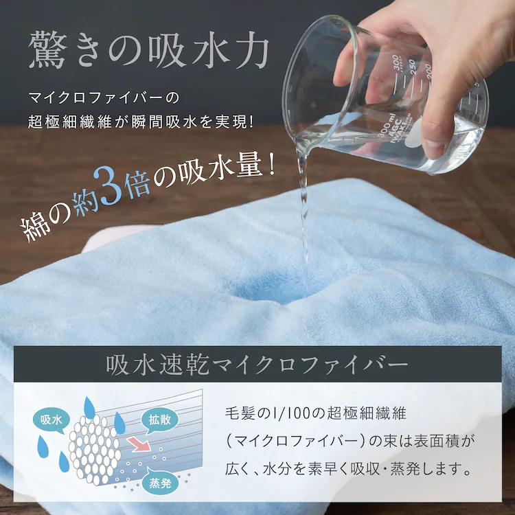 クイックドライ フェイスタオル ピンク2