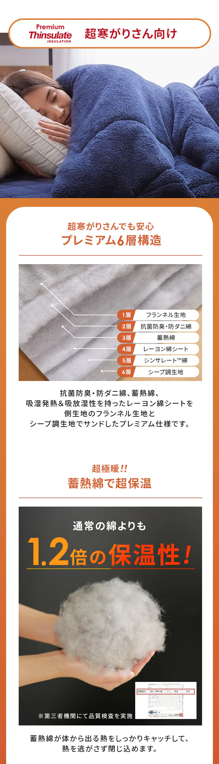 【2点目半額クーポン】シンサレート 掛け布団 セミダブル プレミアムタイプ  モカブラウン 7