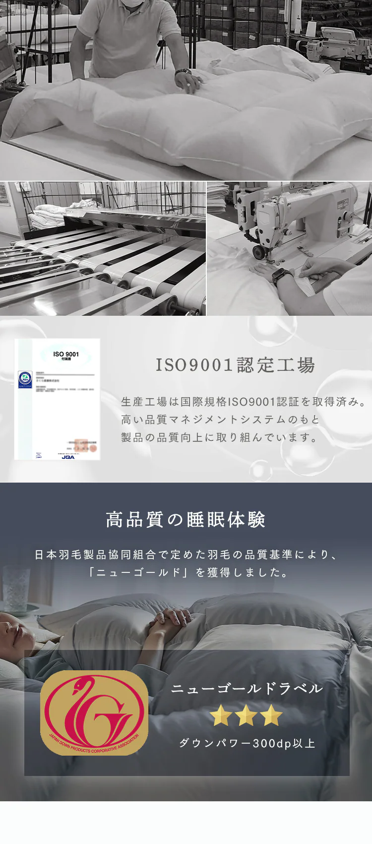 羽毛布団 シングルロング WDD80% 300dp 1.0kg アイボリー1