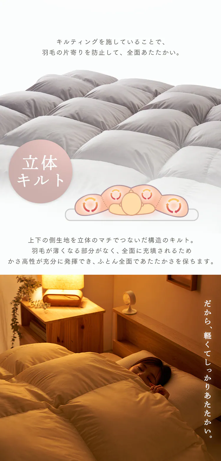 羽毛布団 シングルロング WDD80% 300dp 1.0kg アイボリー4