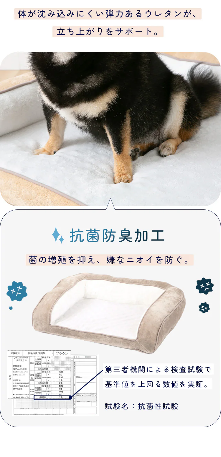 ペットベッド 洗える 犬 カバーが取り外しできるペットベッド L グレージュ3