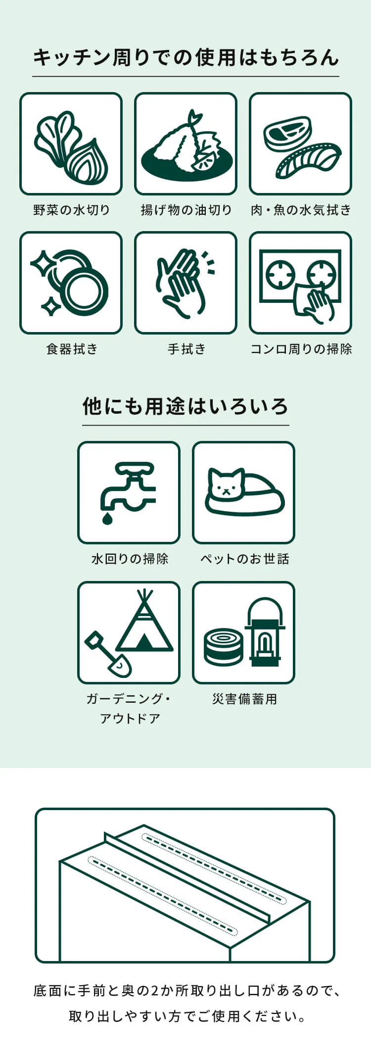 【6個セット】2wayキッチンペーパー 200組 ピュアパルプ100%8