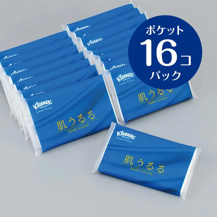 クリネックス ポケットティッシュ 保湿 肌うるる  12組(24枚)×16P0
