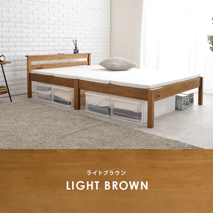 ベッド セミダブル 3分組立 ネジ無し ライトブラウン【時間指定不可】【代引き不可】13