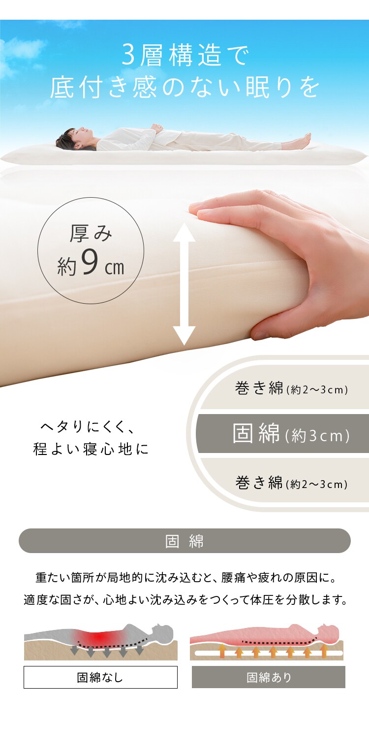 さくら産業 洗える敷き布団・掛け布団　セット 全6色【プラザセレクト】3