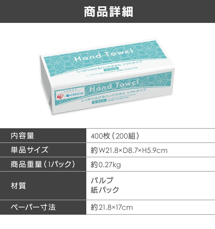 【紙製品9点セット】トイレットペーパー&times;2 ティッシュペーパー&times;4 ハンドタオル&times;32