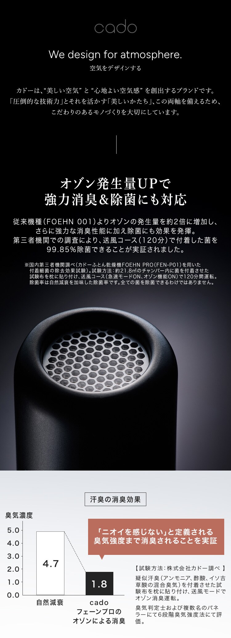 cado ふとん乾燥 ストーンブラック FEN-P01-SB 1