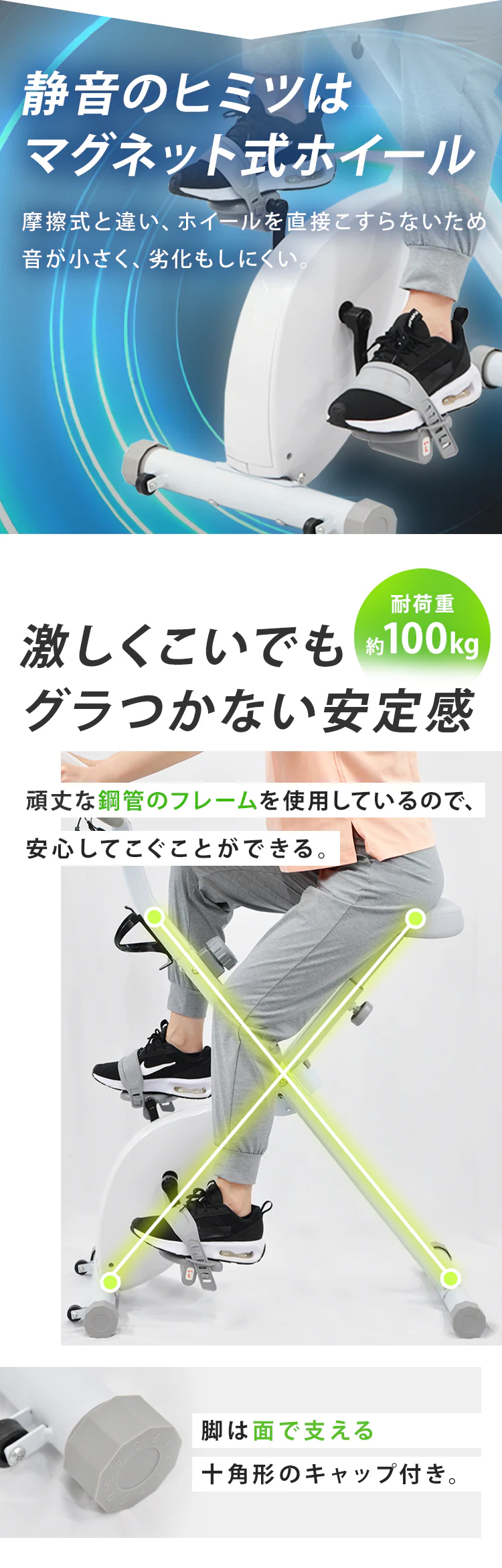 ベルソス フィットネスバイク ホワイト VIR-002TK WH 【プラザセレクト】1