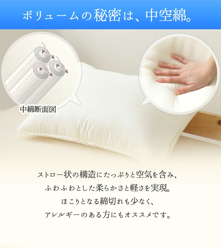 ボリュームの秘密は、中空綿。