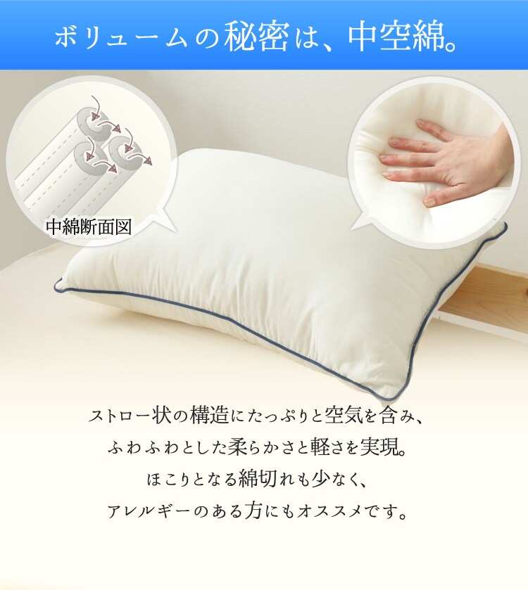 ボリュームの秘密は、中空綿。