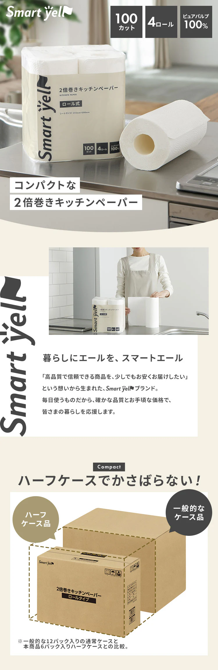 【24ロール】キッチンペーパー4ロール&times;6個セット 【プラザセレクト】0