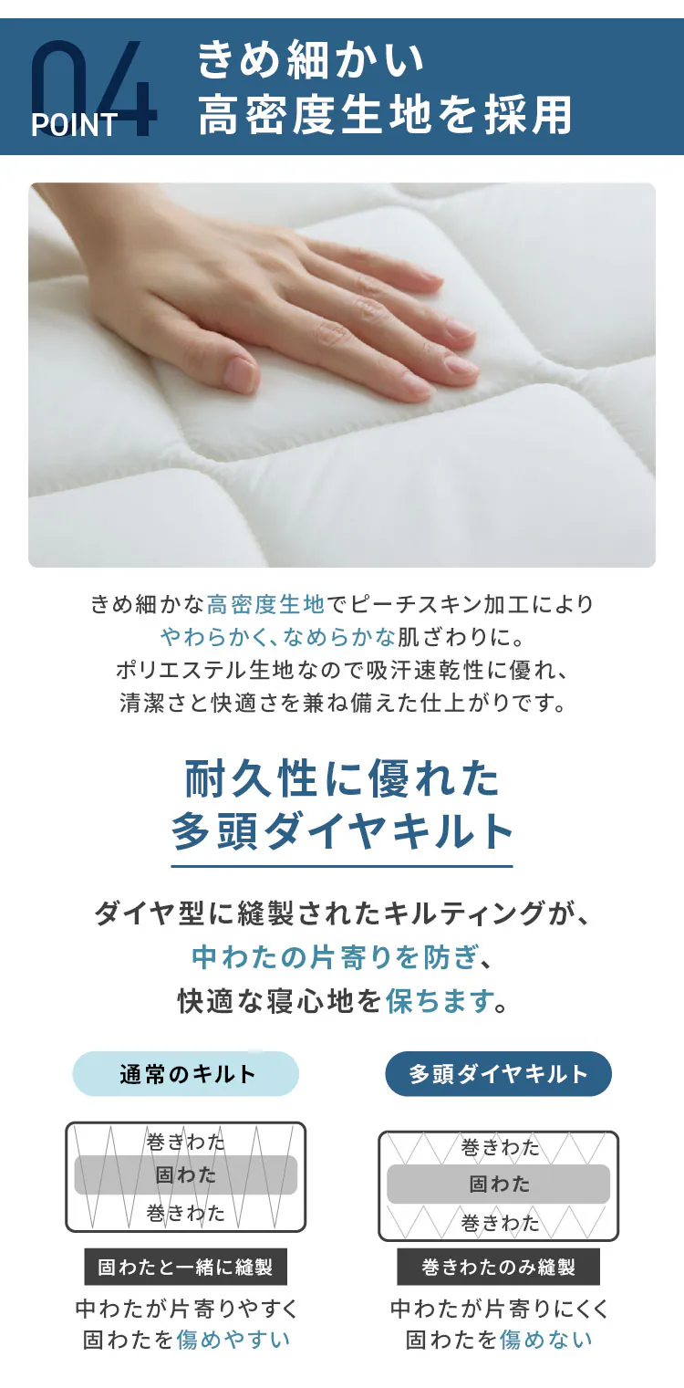 四国繊維販売 抗菌防臭防ダニボリューム三層敷き布団 セミダブル IV APE32536-30IVIR 【プラザセレクト】4