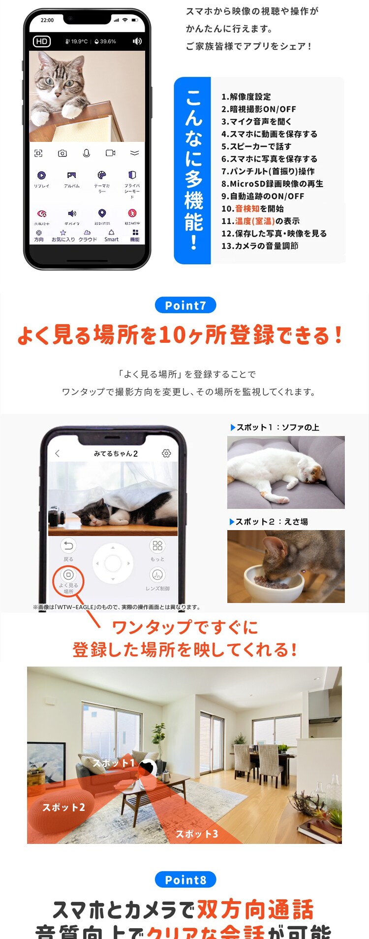 塚本無線 ペットカメラ みてるちゃん猫 23 温度計 WTW-IPW268TTW-5 【プラザセレクト】4