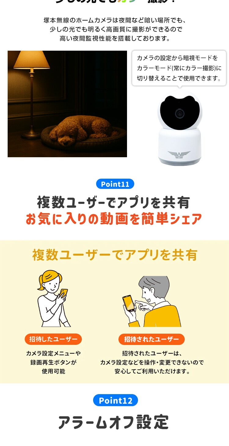 塚本無線 ペットカメラ みてるちゃん猫 23 温度計 WTW-IPW268TTW-5 【プラザセレクト】7