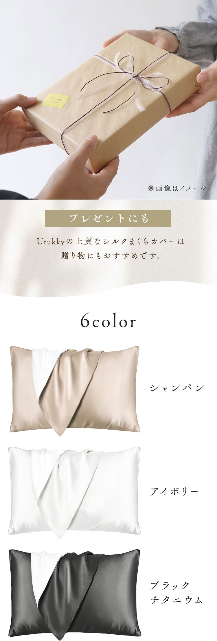 Utukky シルク枕カバー シャンパン【プラザセレクト】2